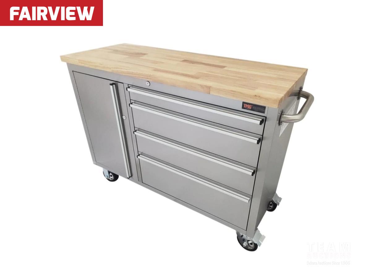 TMG Industrial WB4804S 48 Inch Stainless Steel Rolling Workbench ...