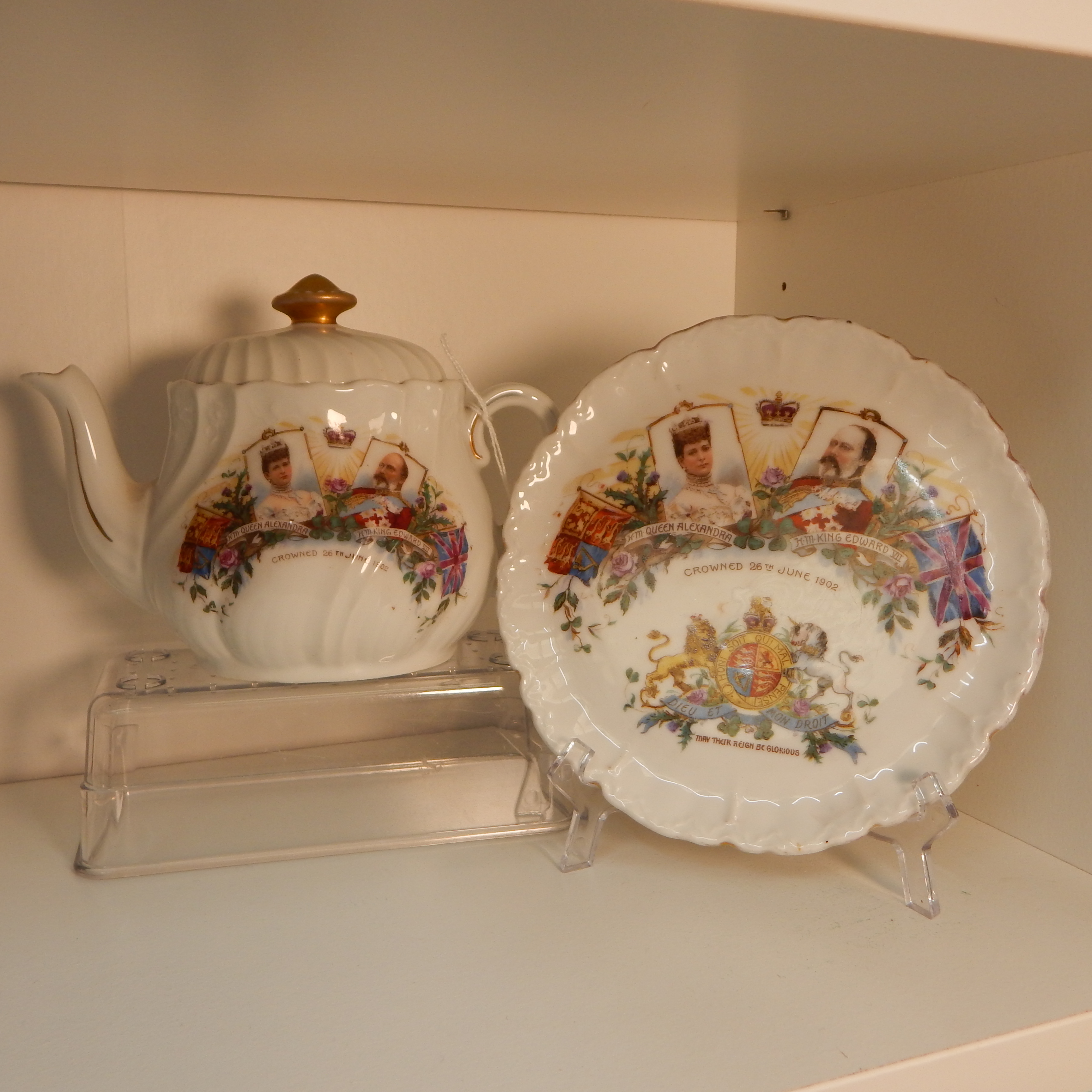 1902 Coronation teapot + plate — sold at auction in New Zealand for $20