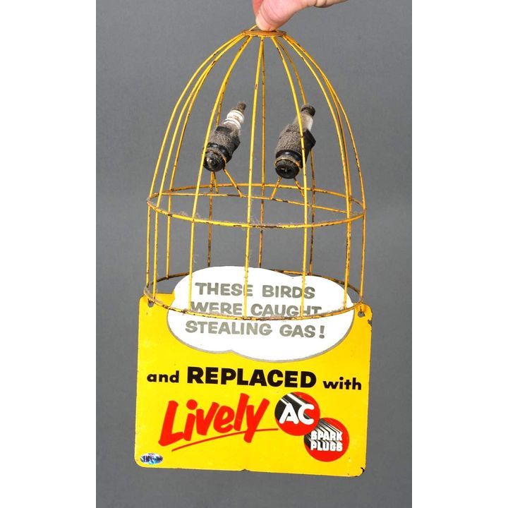 AC Spark Plugs Bird Cage Metal Sign (TAC)