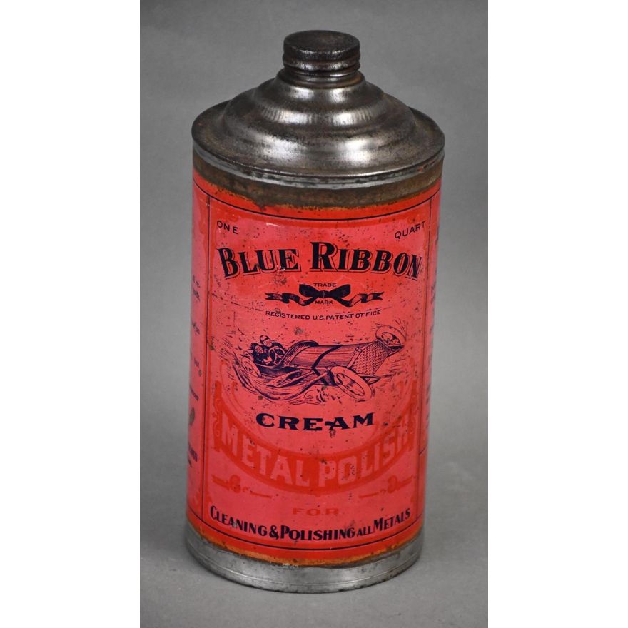 Blue Ribbon Cream Metal Polish One Quart Round Cone Top Can