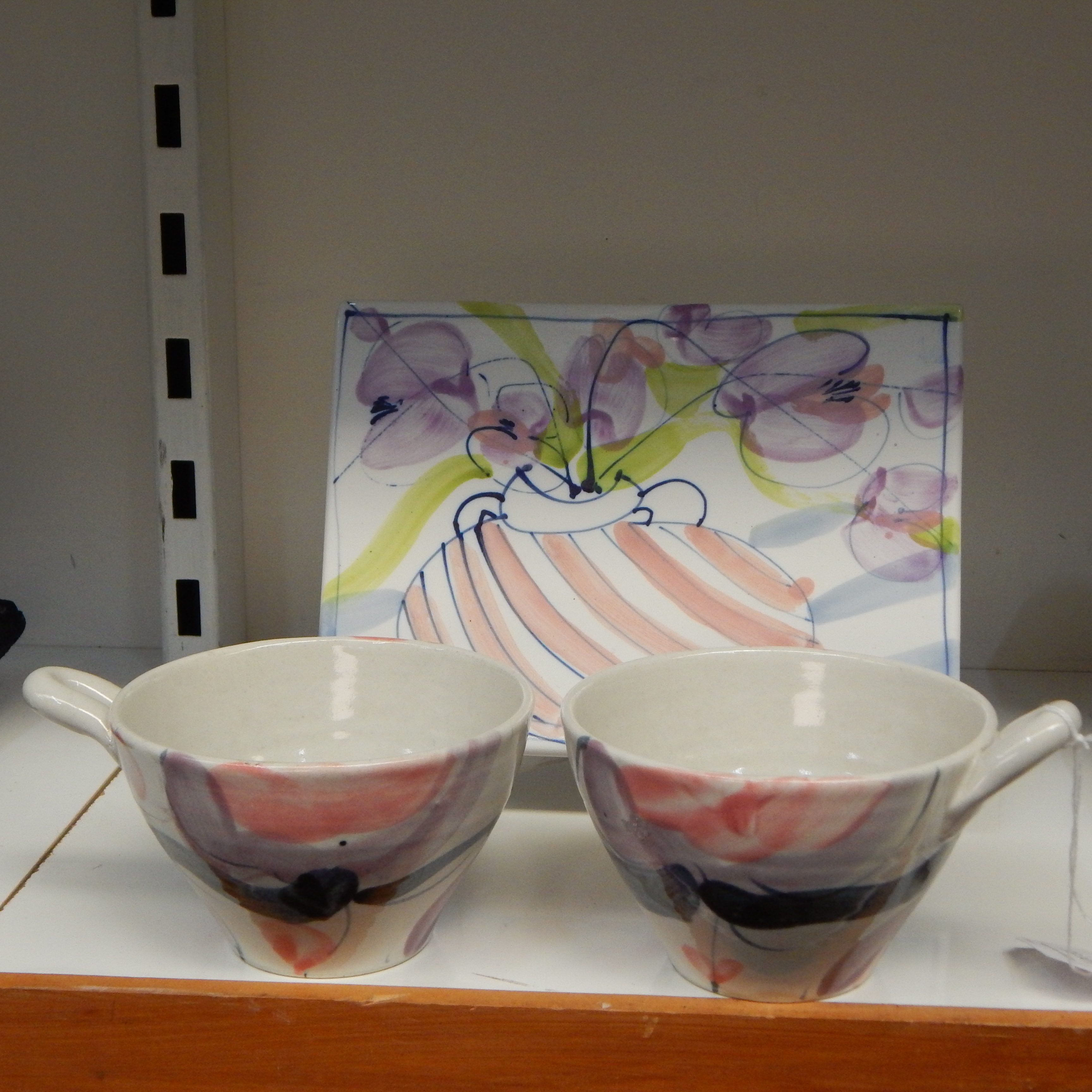 Royce McGlashen Handmade platter + 2 cups — sold at auction in New Zealand for $20
