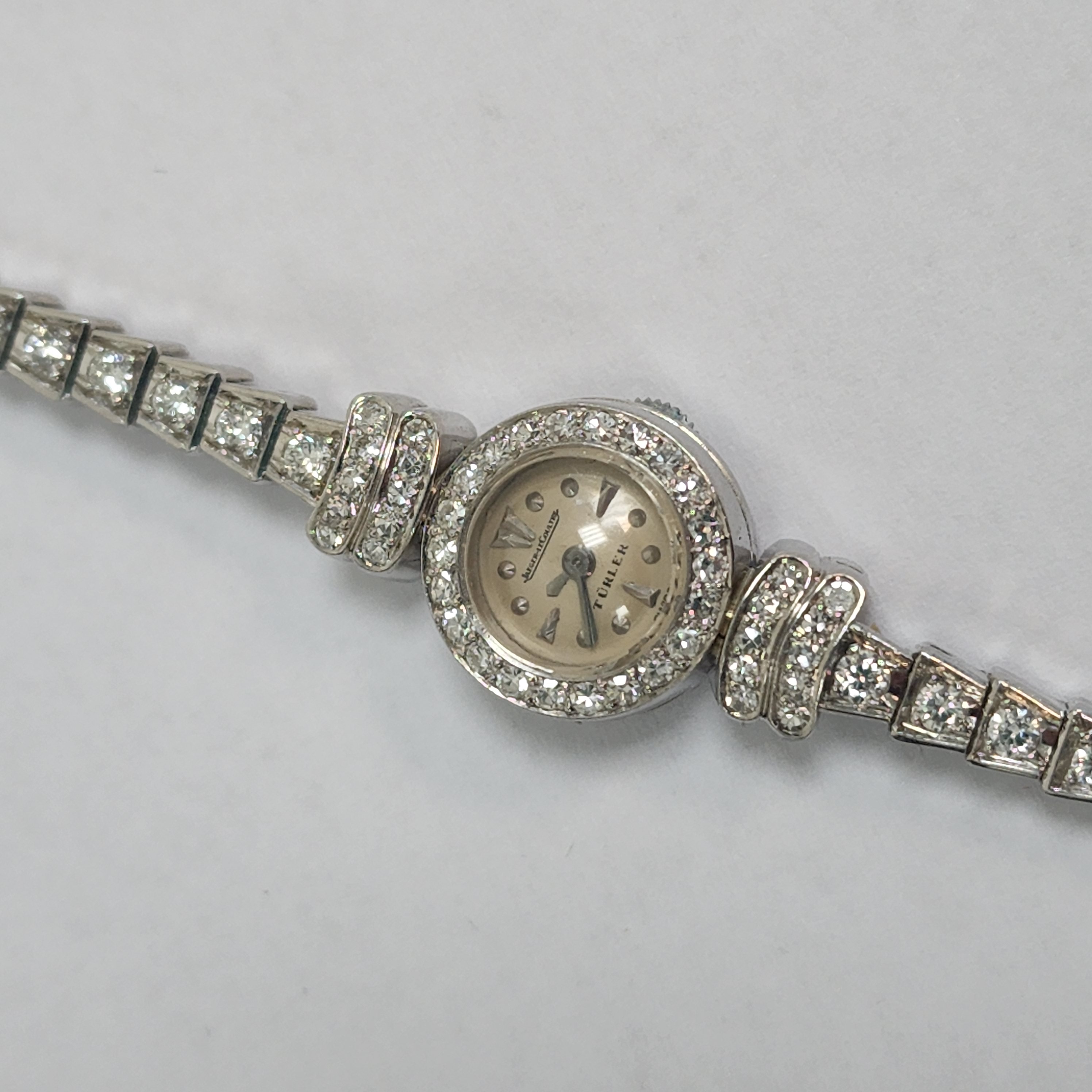 VINTAGE LADIES JAEGER-LECOULTRE PLATINUM DIAMOND WATCH