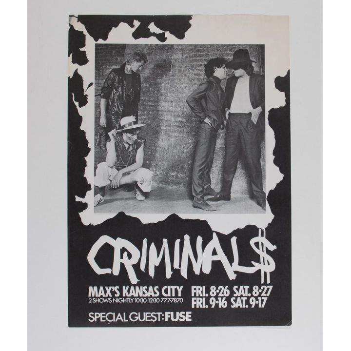 1977 The Criminals Max's Kansas City Poster Excellent 75