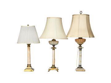 Group of Onyx Table Lamps, Three Total