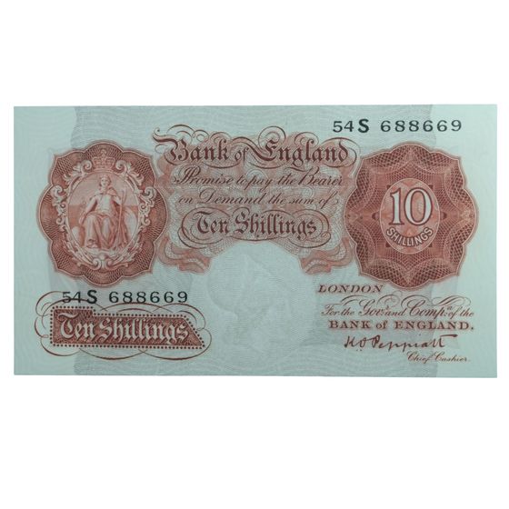 Great Britain 'Peppiatt' 10/- w No Security Thread (1934- 39), virtually Uncirculated OPQ