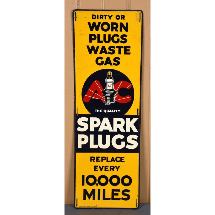 AC Spark Plugs "Replace Every 10,000 Miles" Metal Sign (TAC)