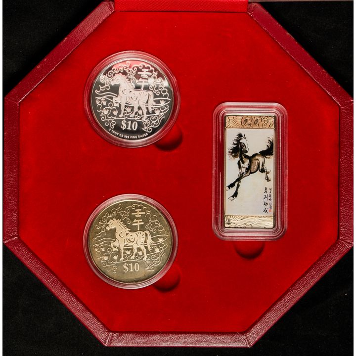 Singapore 2002 Lunar Series Coin Set (2) Horse