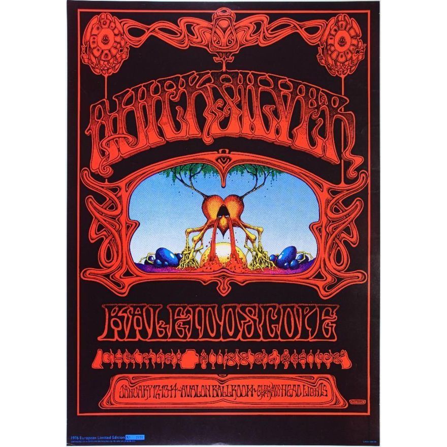 1968 FD-101 Rick Griffin Quicksilver Avalon Ballroom European LE Poster Near Mint 83
