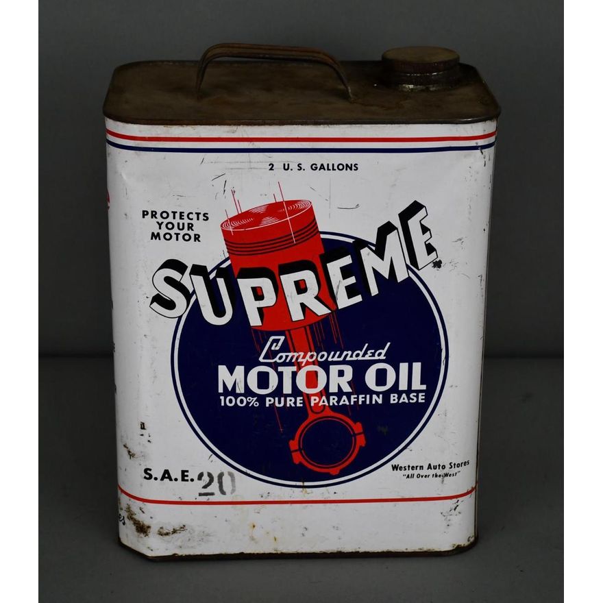 Supreme Motor Oil w/Piston Two-Gallon Metal Can