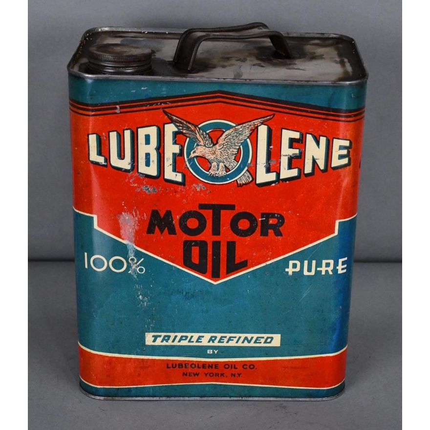 Lube-o-Lene Motor Oil w/Eagle Logo Two-Gallon Metal Sign