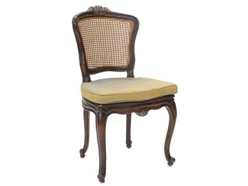 Louis XV Style Acacia Wood Side Chair in Walnut Finish