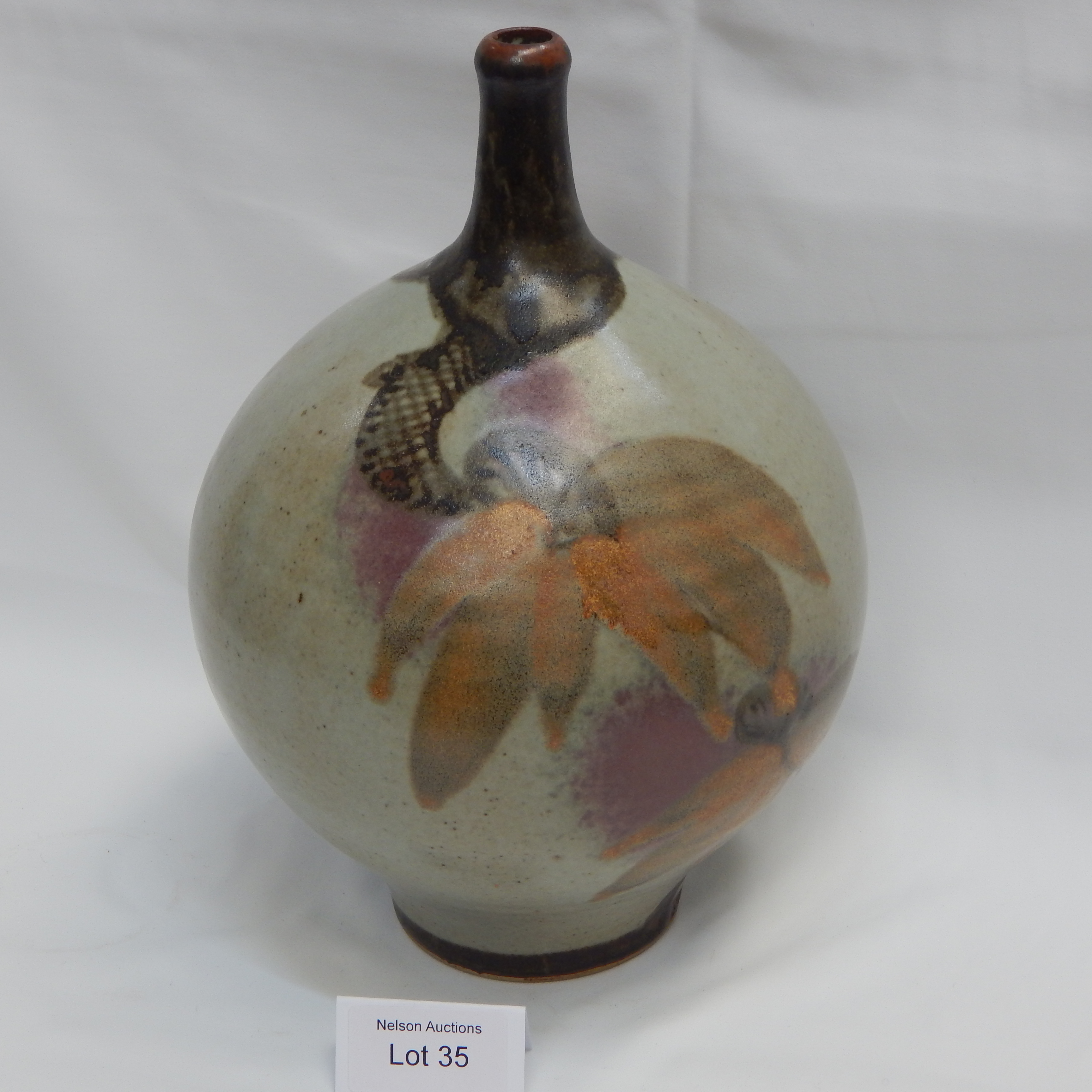 Royce McGlashen - Hand thrown stoneware bottle — sold at auction in New Zealand for $35