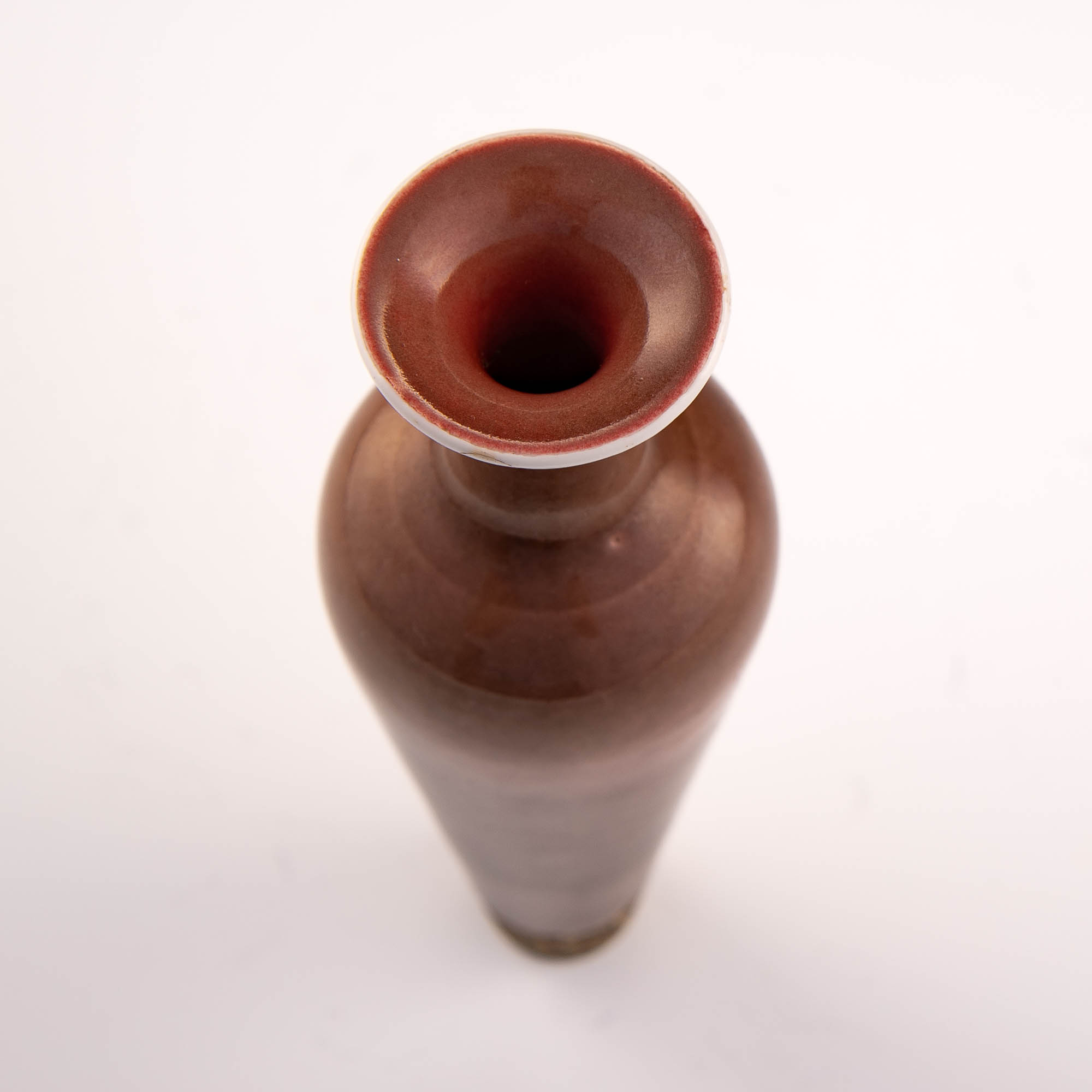 十九世紀缸豆紅柳葉瓶A Chinese peachbloom glazed vase, 19th century