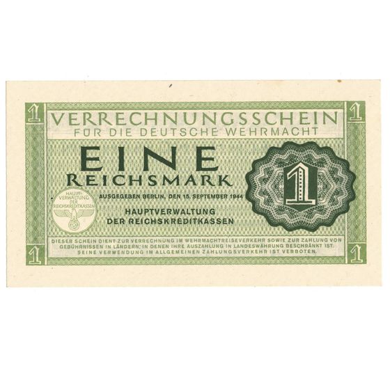 Germany Wehrmacht 1944 Eine (1) Reichsmark, Uncirculated OPQ