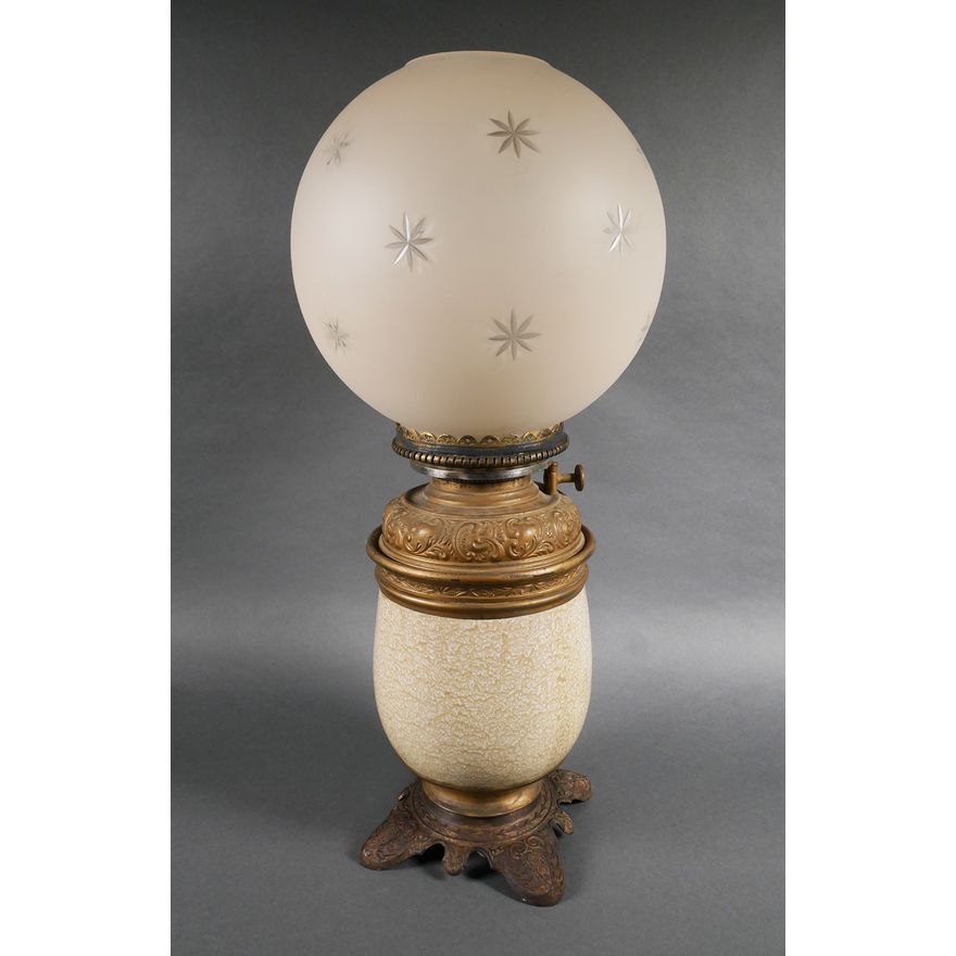 19C Graniteware GWTW Oil Lamp