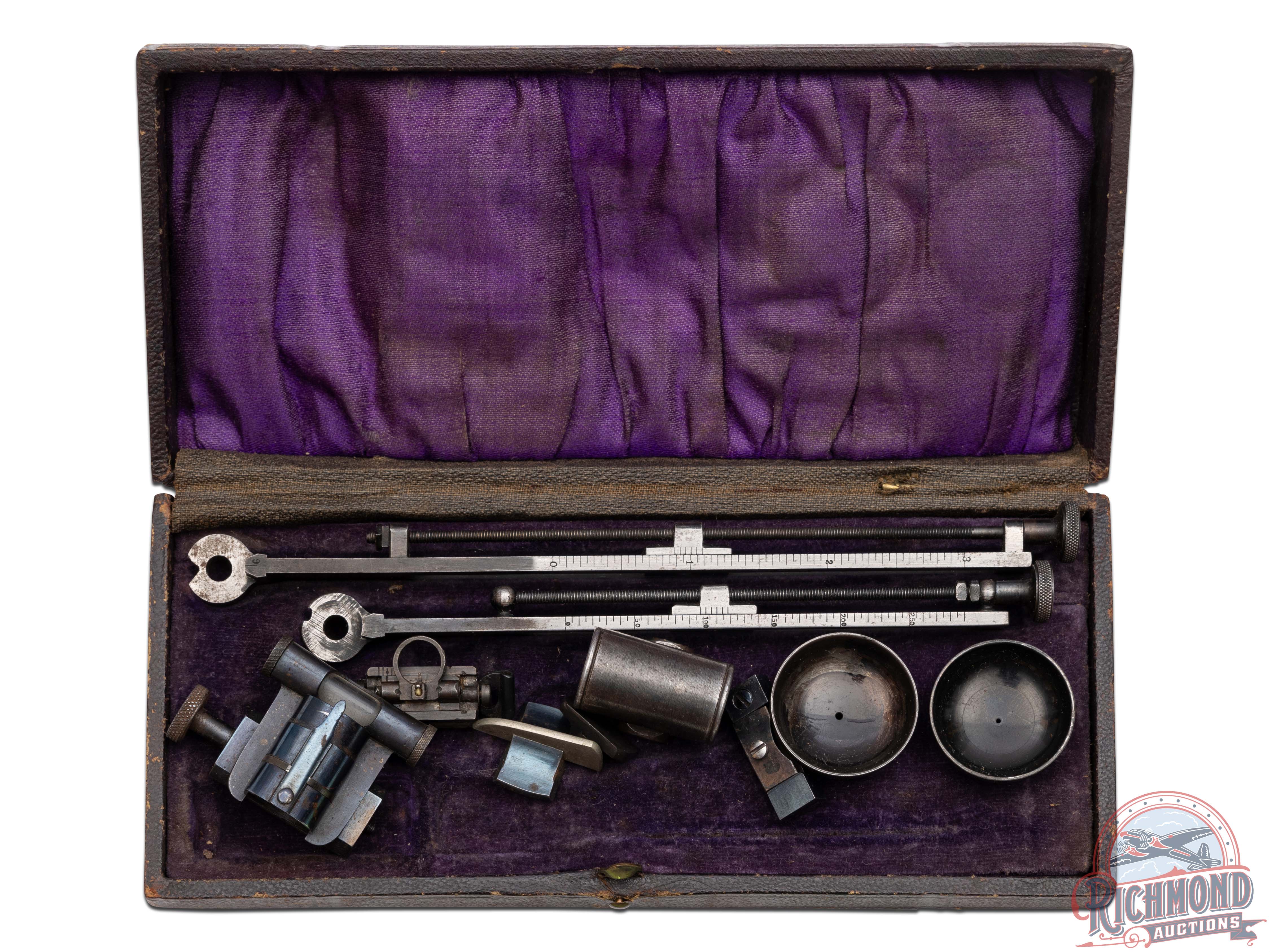 Antique 1880's Sharps Rifle Sights Kit in Leather Case | Richmond Auctions