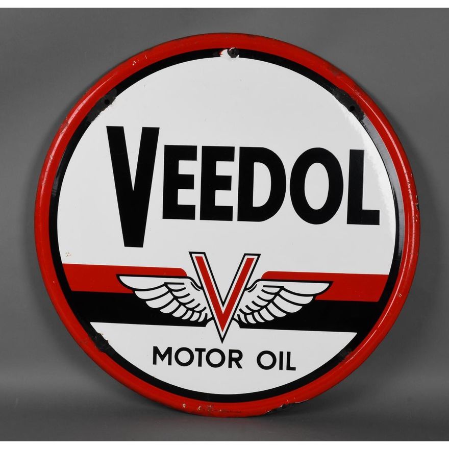 30" Veedol Motor Oil w/Logo Porcelain Sign (TAC)