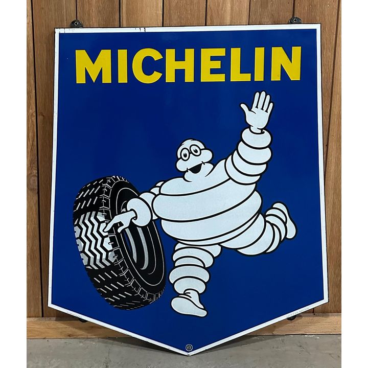 Large Michelin w/Bibendum & Tire Porcelain Sign (TAC)