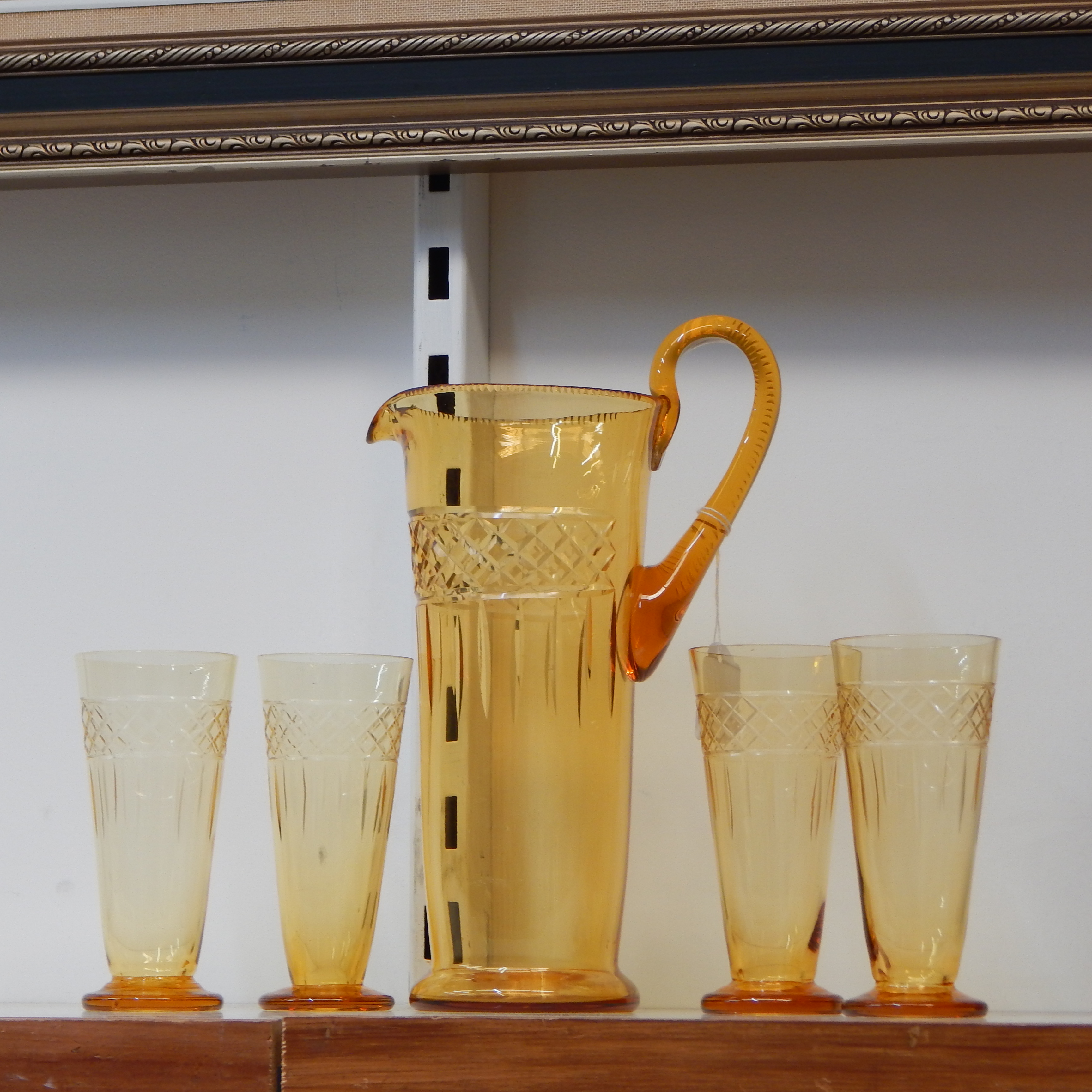 Vintage amber glass lemonade or water set — sold at auction in New Zealand for $25