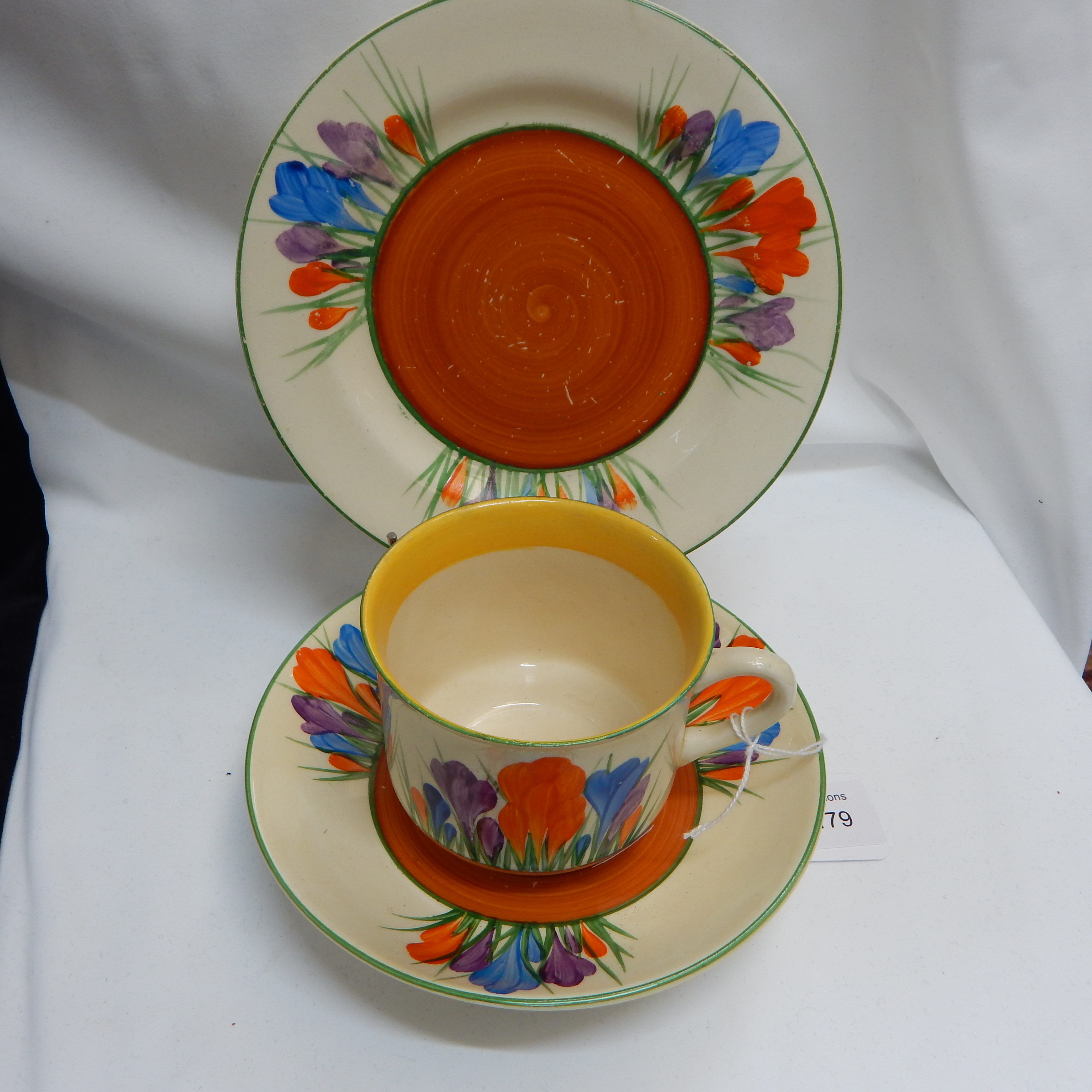 c1930 Clarice Cliff Crocus Trio - signed — sold at auction in New Zealand for $80