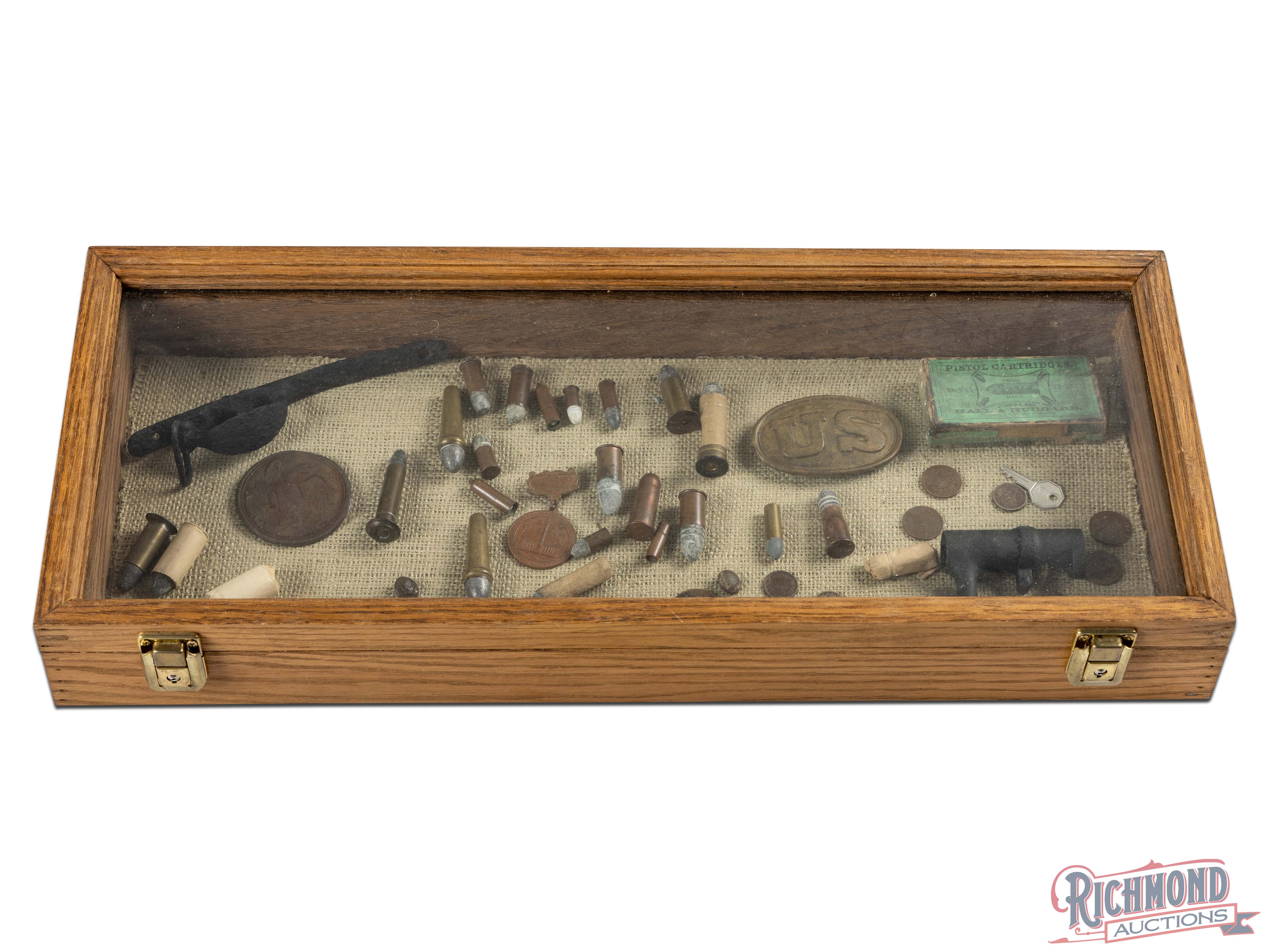 Relic Display Boxes Display Case Full of Civil War Relics | Richmond Auctions