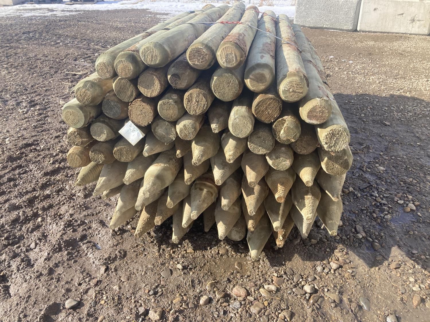 (70) 4 - 5 Inch X 8 Ft Treated Fence Posts (Unused) [24CA03993-033 ...