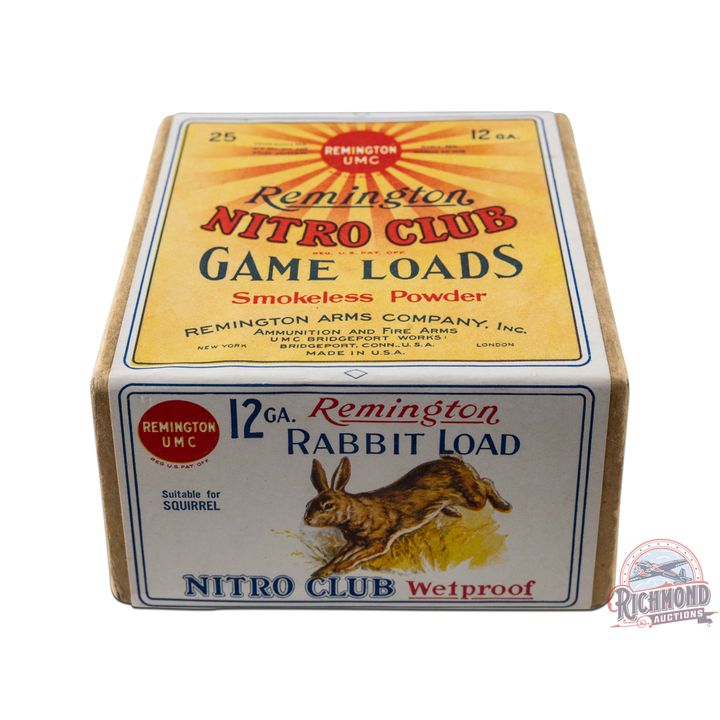 NOS Label Remington UMC Nitro Club Rabbit Load Shot Shells 12 GA on Two Piece Box