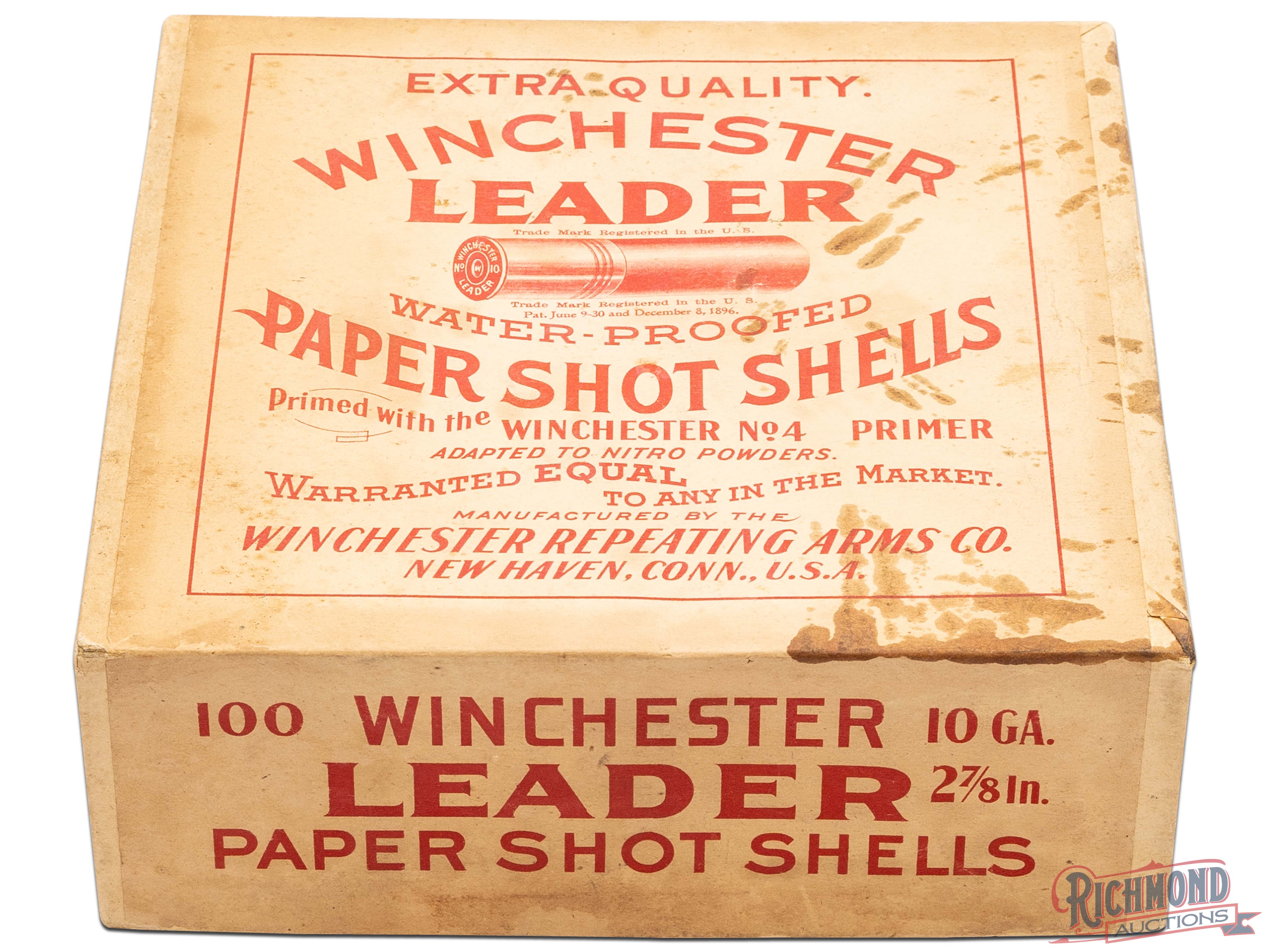 Master 100 Shells Full 100 Round Box Of Winchester Leader Water-Proofed Paper Shot Shells ...