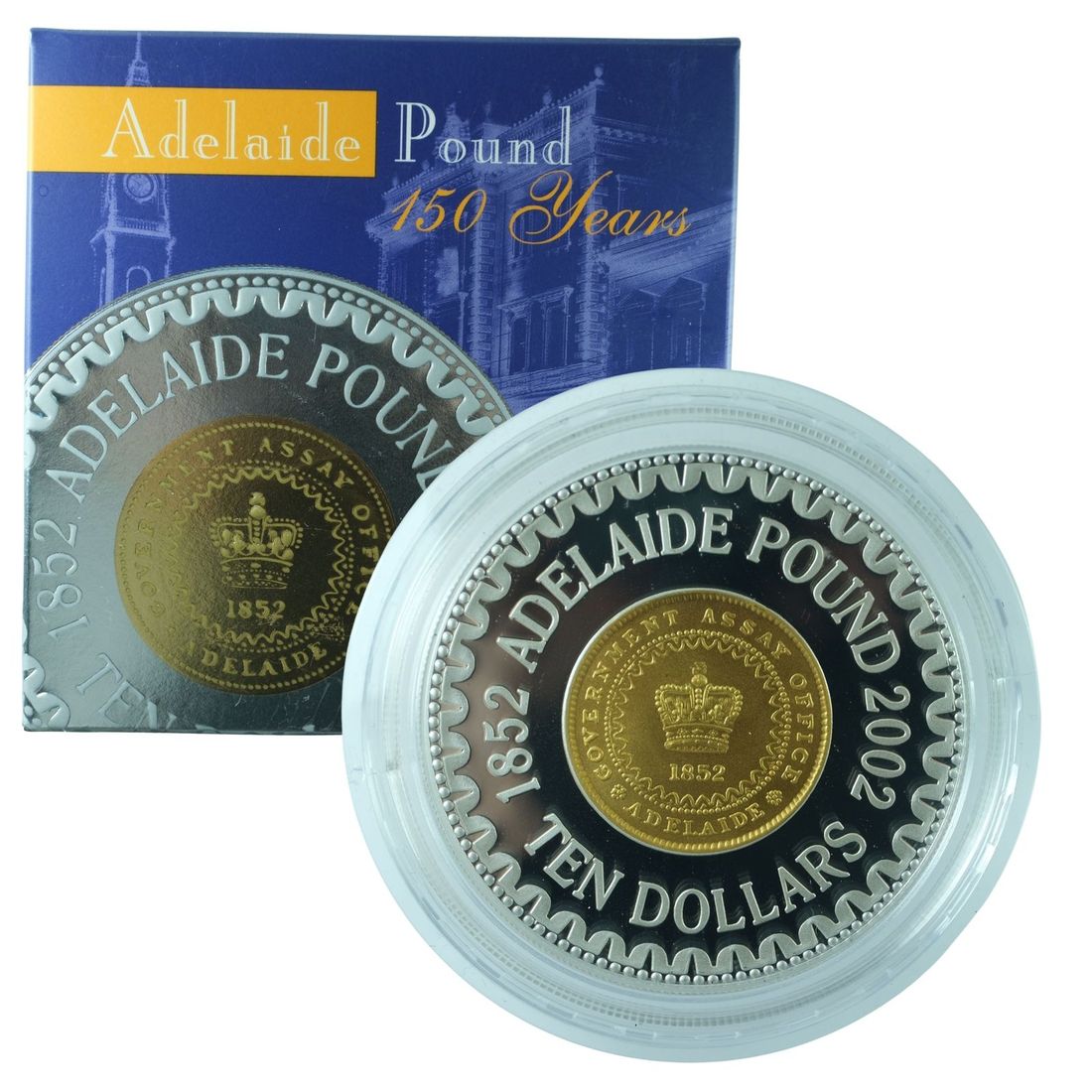 Australia 1852 - 2002 'Adelaide Pound' Selectively Gold-plated Proof $10, FDC