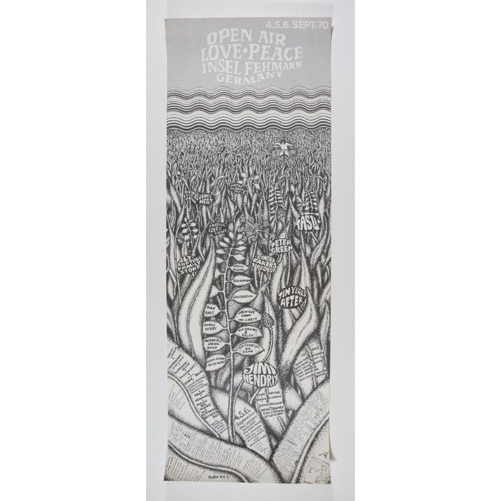 1970 Jimi Hendrix Final Performance Open Air Festival Germany Poster Near Mint 85