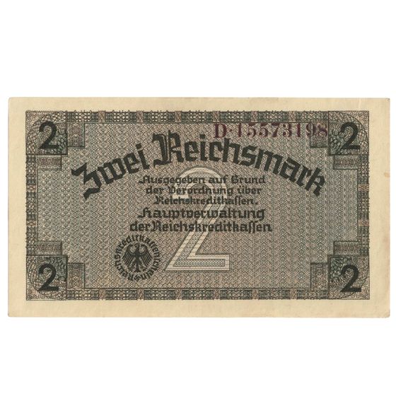 German Occupied Territories 1940 Zwei (2) Reichsmark, virtually Uncirculated