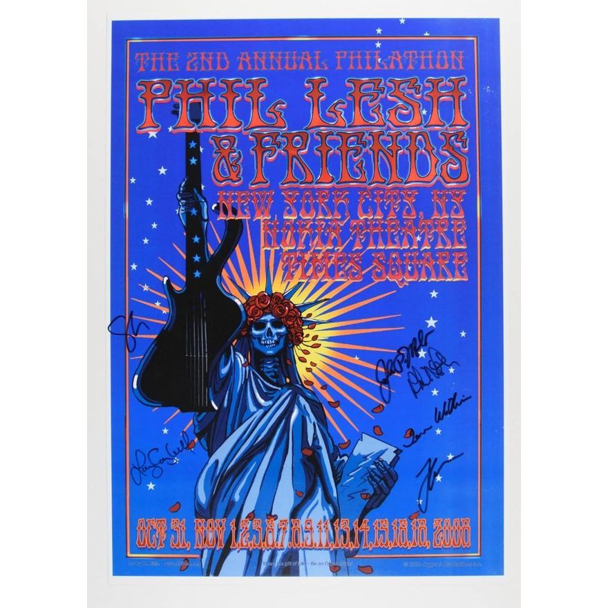 2008 Phil Lesh and Friends Nokia Theatre Band Signed Poster Near Mint 87