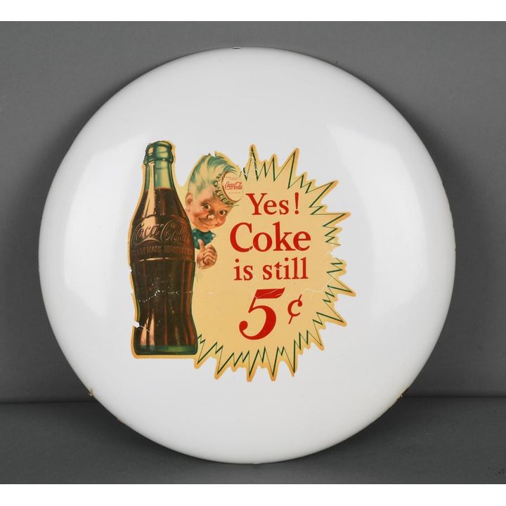 (Coca-Cola) White Button Sign w/Sprite Decal