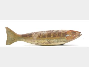 Bass fish decoy, Andy Trombley, Lake St. Clair, Michigan.