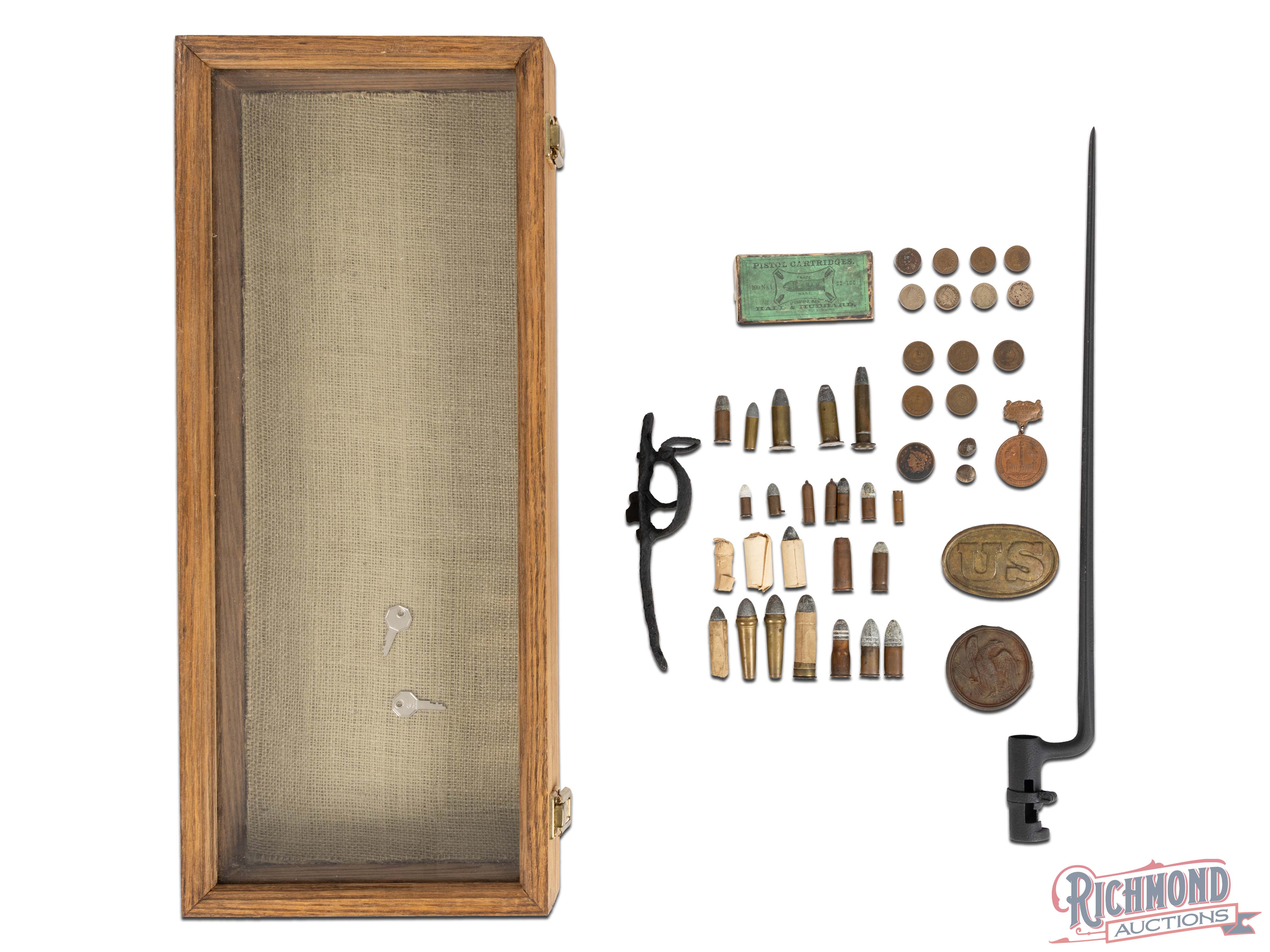 Relic Display Boxes Display Case Full of Civil War Relics | Richmond Auctions