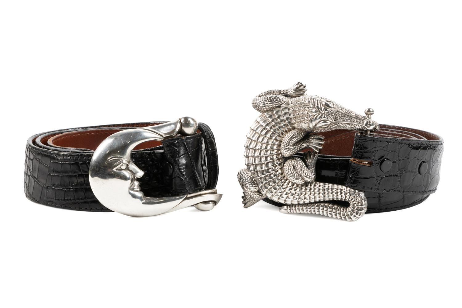 Barry Kieselstein-Cord Half Moon Sterling Silver Alligator Belt BARRY KIESELSTEIN-CORD Vintage Sterling Silver & Alligator  main image 4