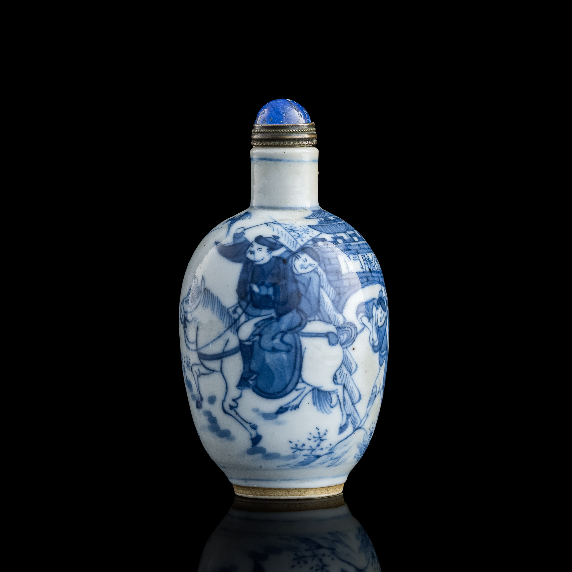 超爆安 blue Chinese 十九世紀青花德勝門鼻煙壺A and 'Deshengmen white 工芸品