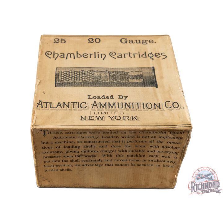 RARE Box Only Chamberlin Cartridges Loaded by Atlantic Ammunition Co 20 GA Shotshells