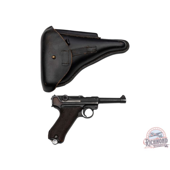1918 German Erfurt Arsenal P08 9mm Luger Semi-Auto Pistol with Holster