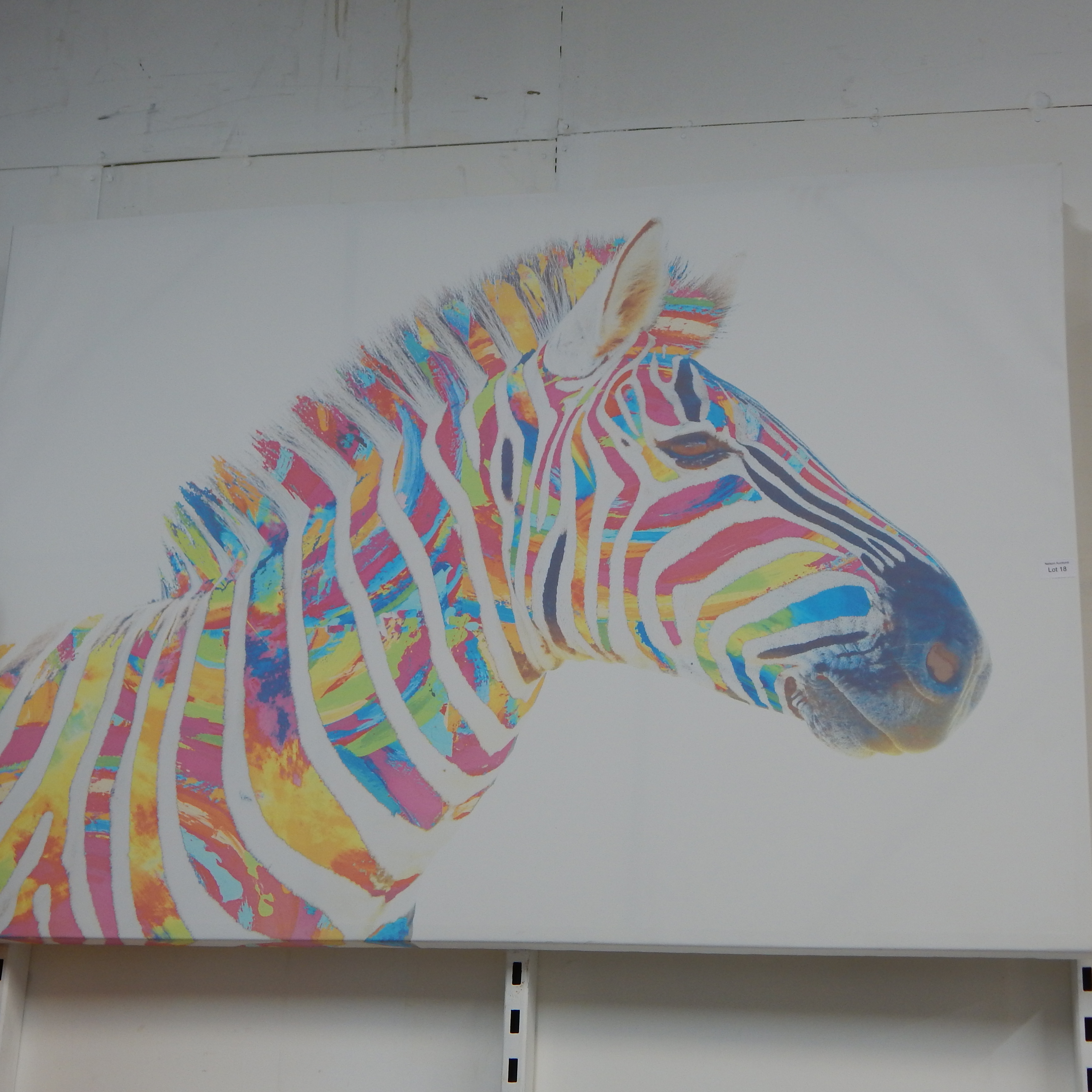 Zebra - colourful pastel print mounted — NZ auction result