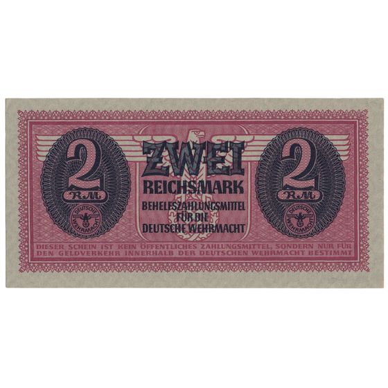 Germany Third Reich 'Auxiliary Payment' Zwei (2) Reichsmark, Uncirculated OPQ - Scarce