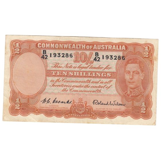 Australia 'Coombs - Wilson' 10/- (1952), about Extremely Fine OPQ