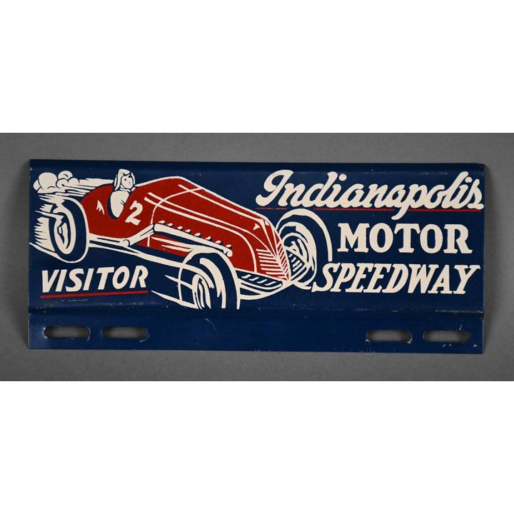 Indianapolis Motor Speedway Visitor w/Race Car Metal License Plate Attachment (TAC)