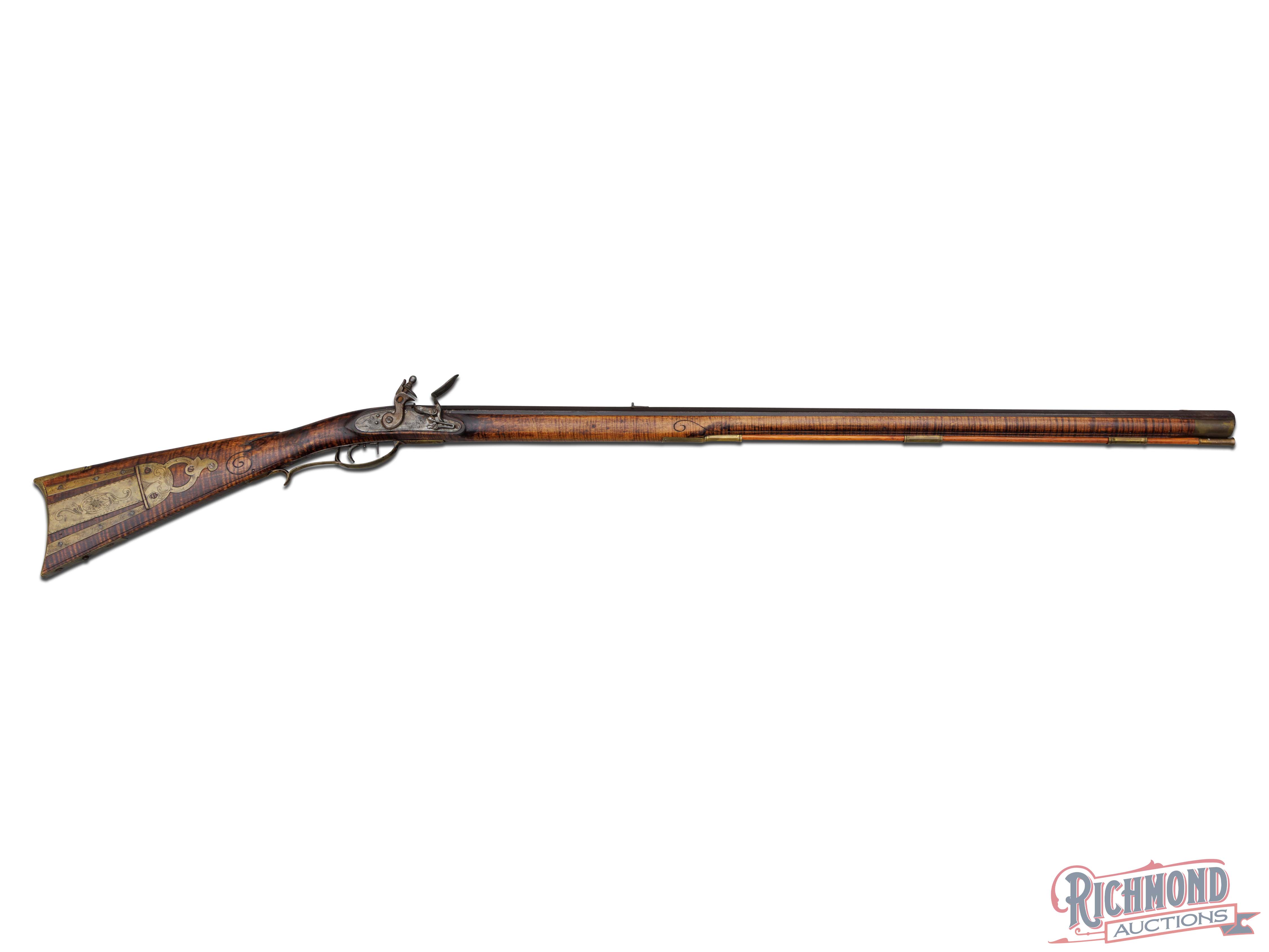 Flintlock 50 Caliber Kentucky Rifle Signed Christian Beck | Richmond ...