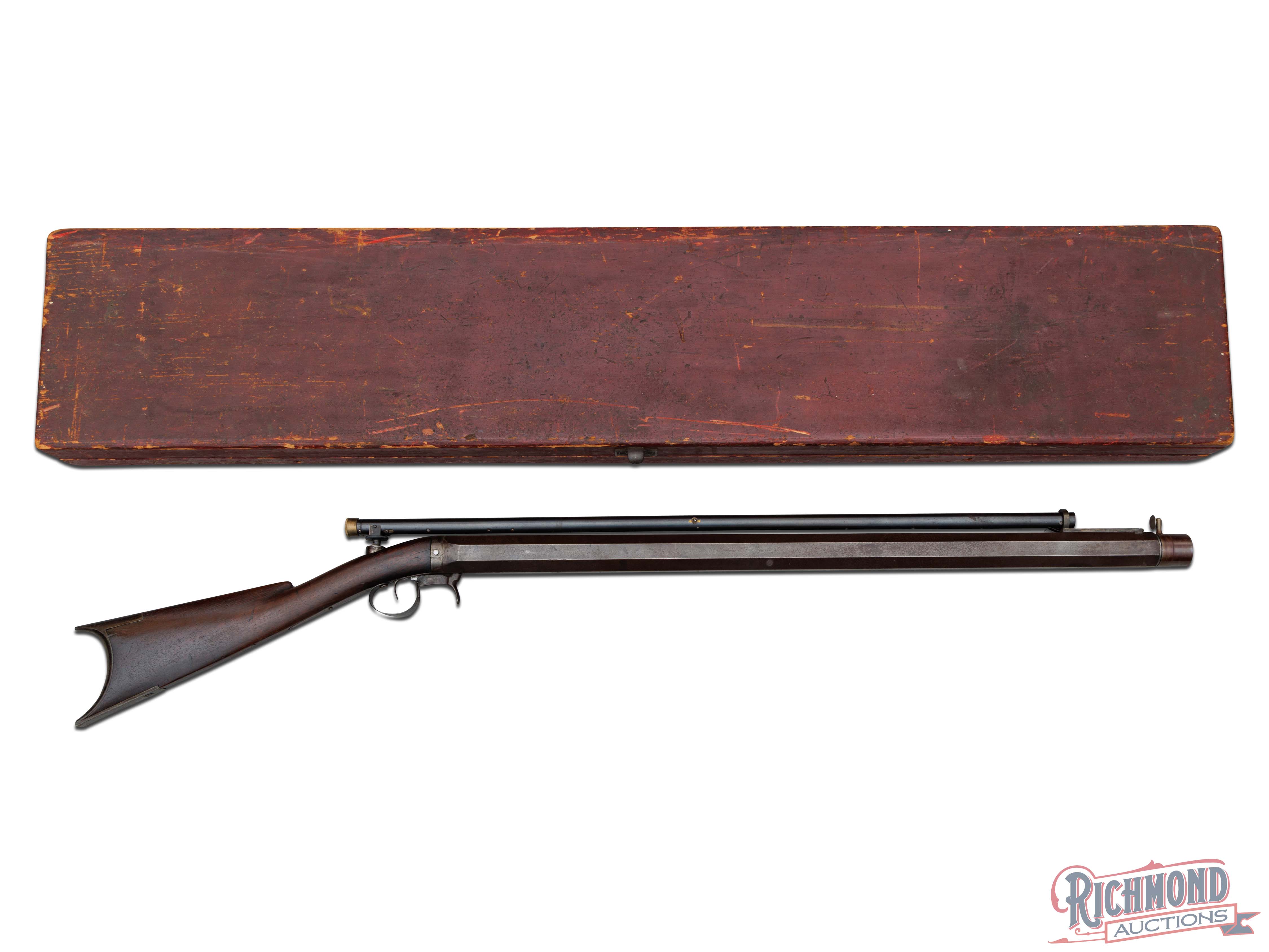 Cased Scoped Unmarked Percussion Underhammer 44 Caliber Bench Rifle ...