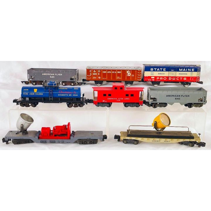 American Flyer Postwar S Gauge Five (5) Assorted Freight Cars and Two (2) Marx Assorted Freight Cars