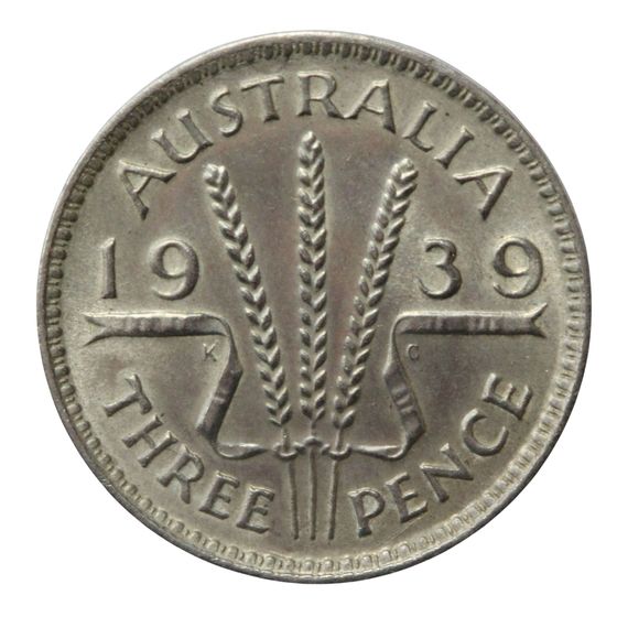 Australia 1939 Threepence, Choice Uncirculated