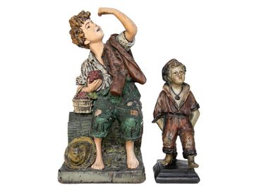 Plaster Figures of Young Boys, Two Total