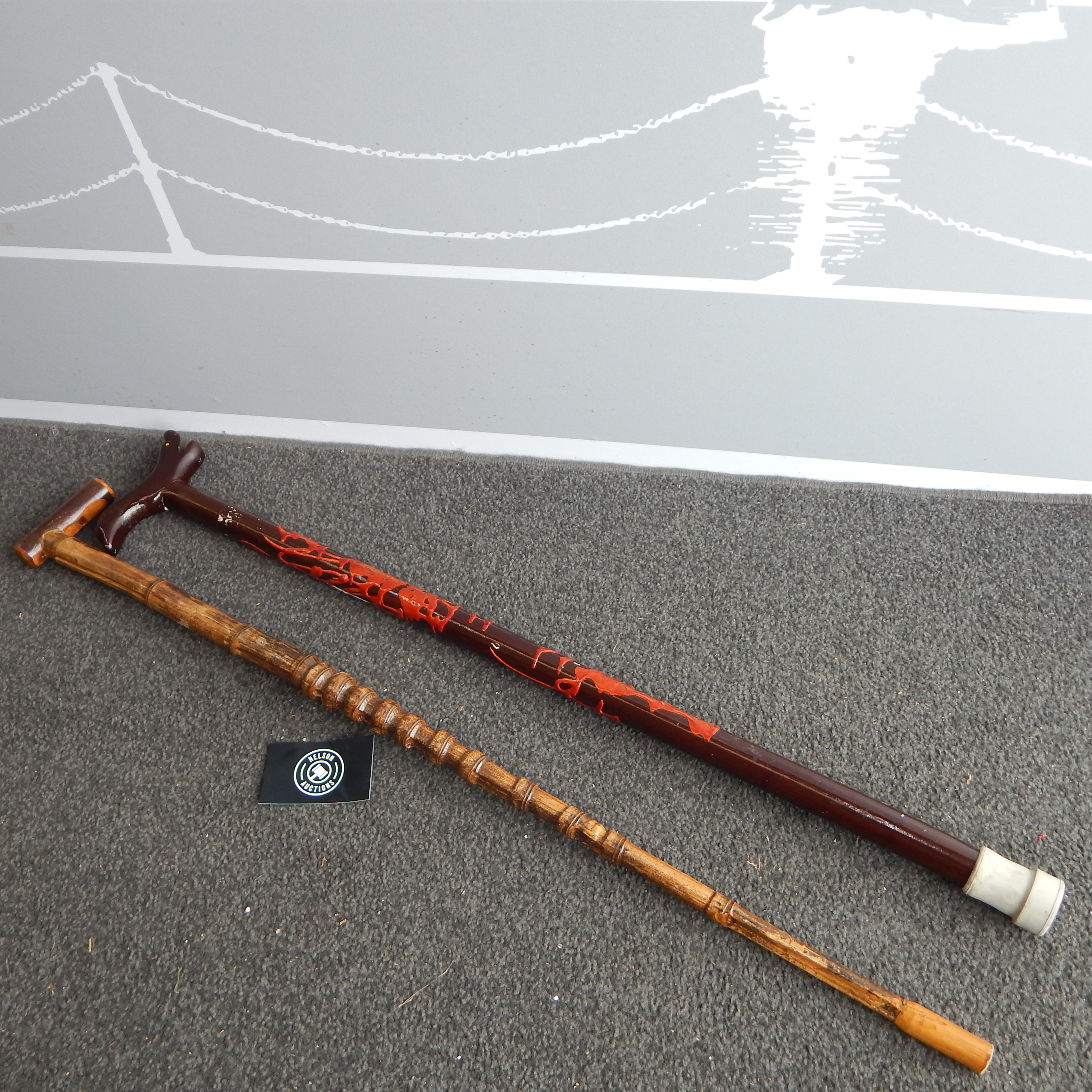 2 Wooden Walking Sticks — NZ auction result