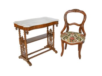 Antique American Victorian Style Walnut Items, Two Total